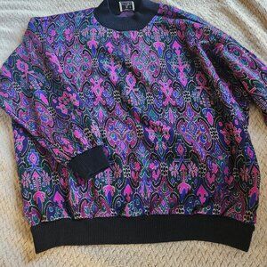 Vintage Barry Ashley Sweater Women Purple pattern Pullover Crew Neck